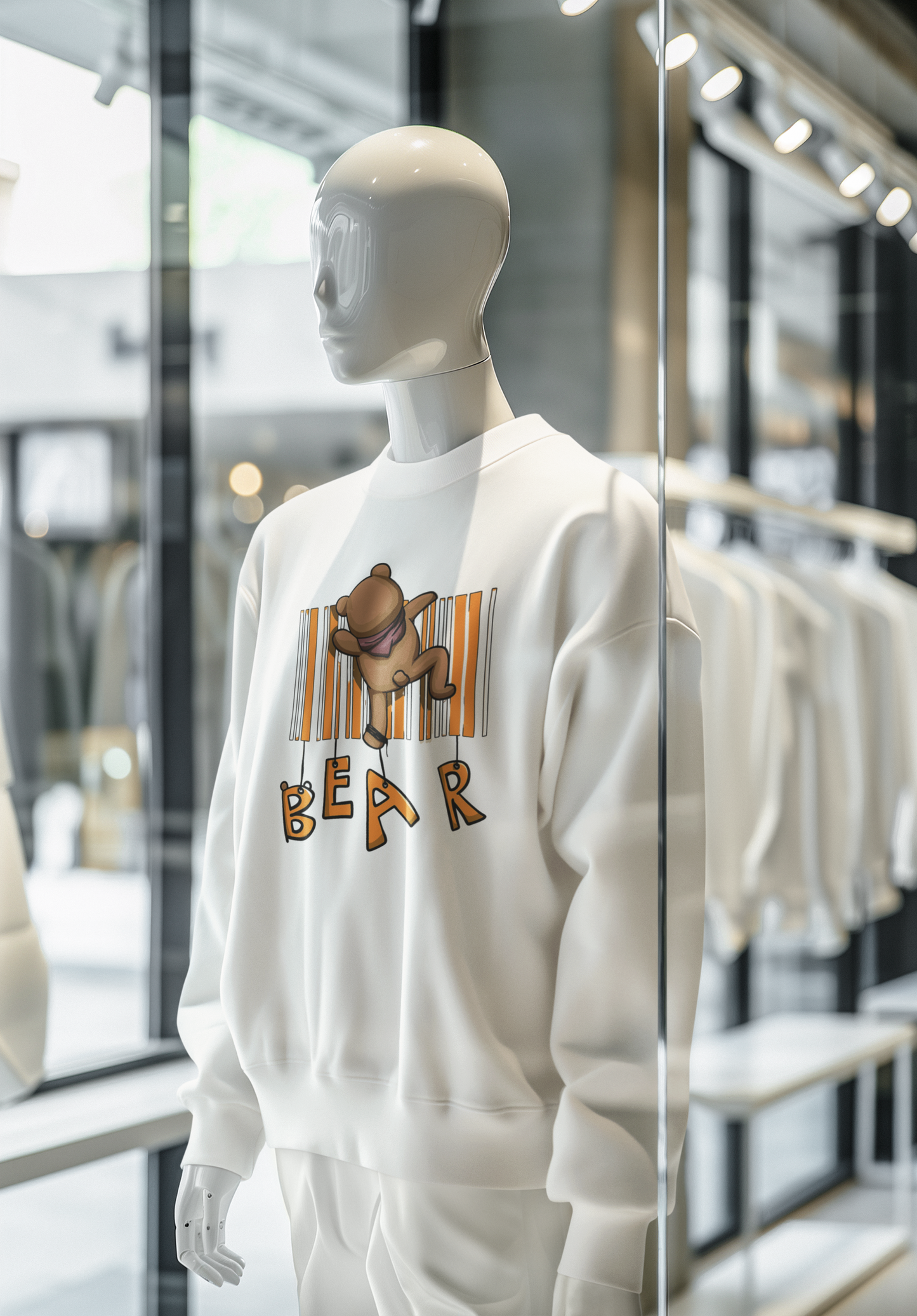 Playful Barcode Bear Sweatshirt